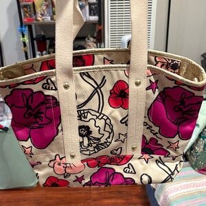 Coach Floral Canvas Tote - Pink and Cream